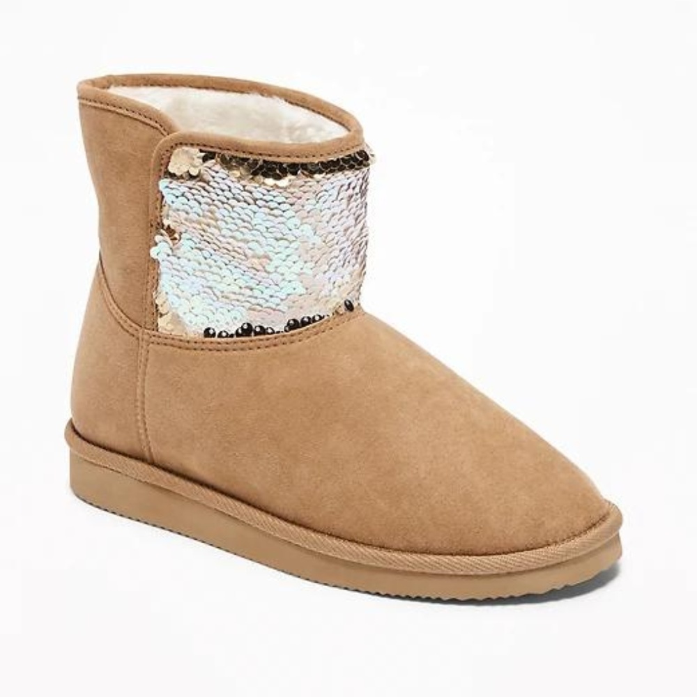 Faux-Suede Flip-Sequin Adoraboots for Girls - Picture 2 of 4
